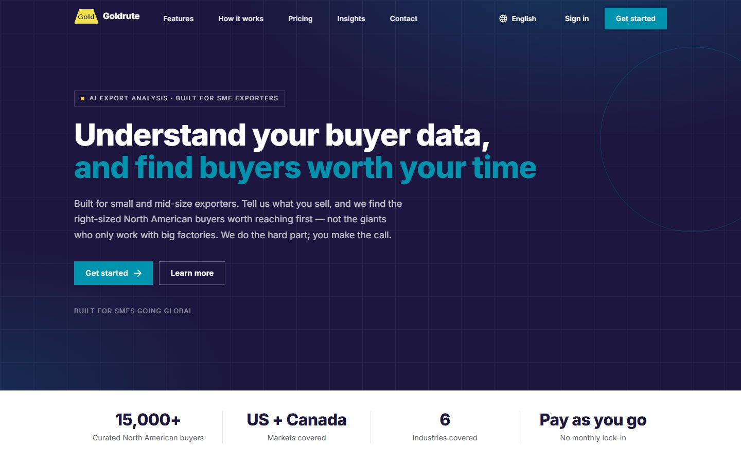Goldrute home page: understand your buyer data and find buyers worth your time