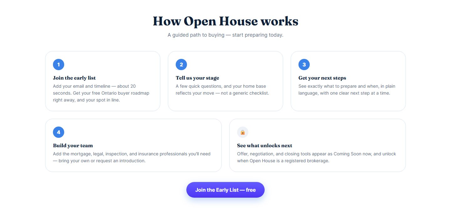 Open House page inviting service professionals to the Founding Network
